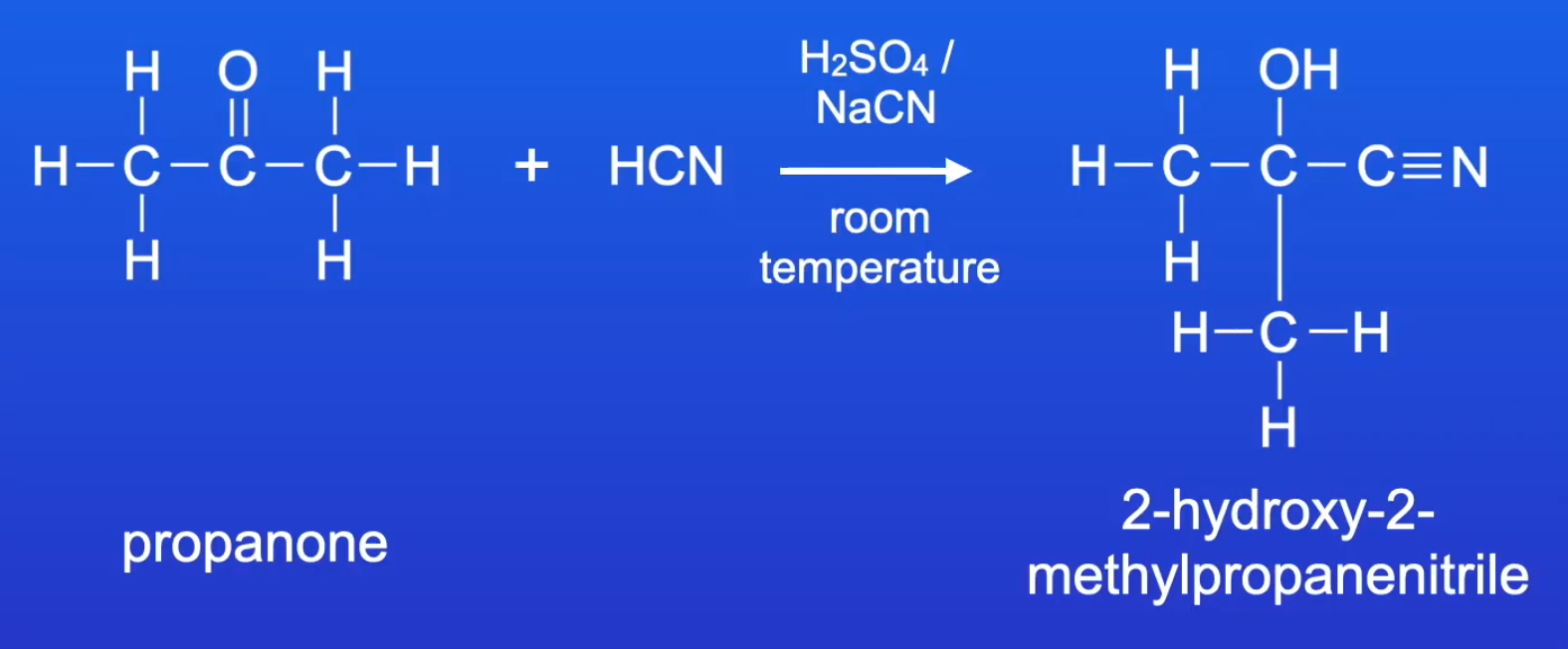 <p>2-hydroxy-2-methyl-propan<strong><u>e</u></strong>nitrile </p><p>C(CH<sub>3</sub>)<sub>2</sub>(OH)CN</p>