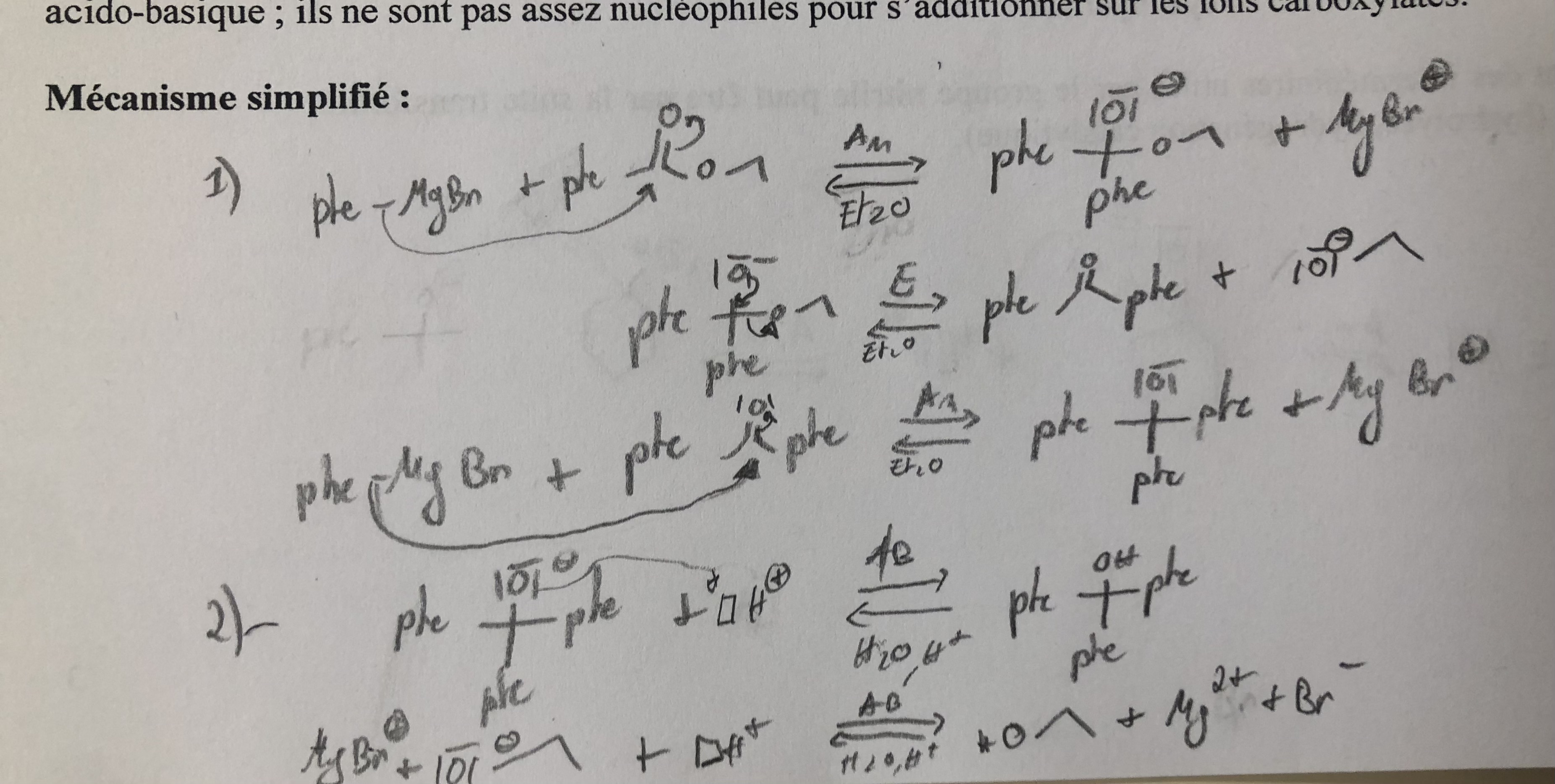 <p>Attention 2 additions seulement pour esther</p><p>Pour Co2 et chlorure d’acyle il n’y a qu’une addition = on s’arrête à l’acide carboxylique </p><p>Pour chlorure d’acyle on peut faire il faut le faire à basse température </p>