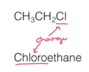 <p>halogen name + named carbon chain</p>