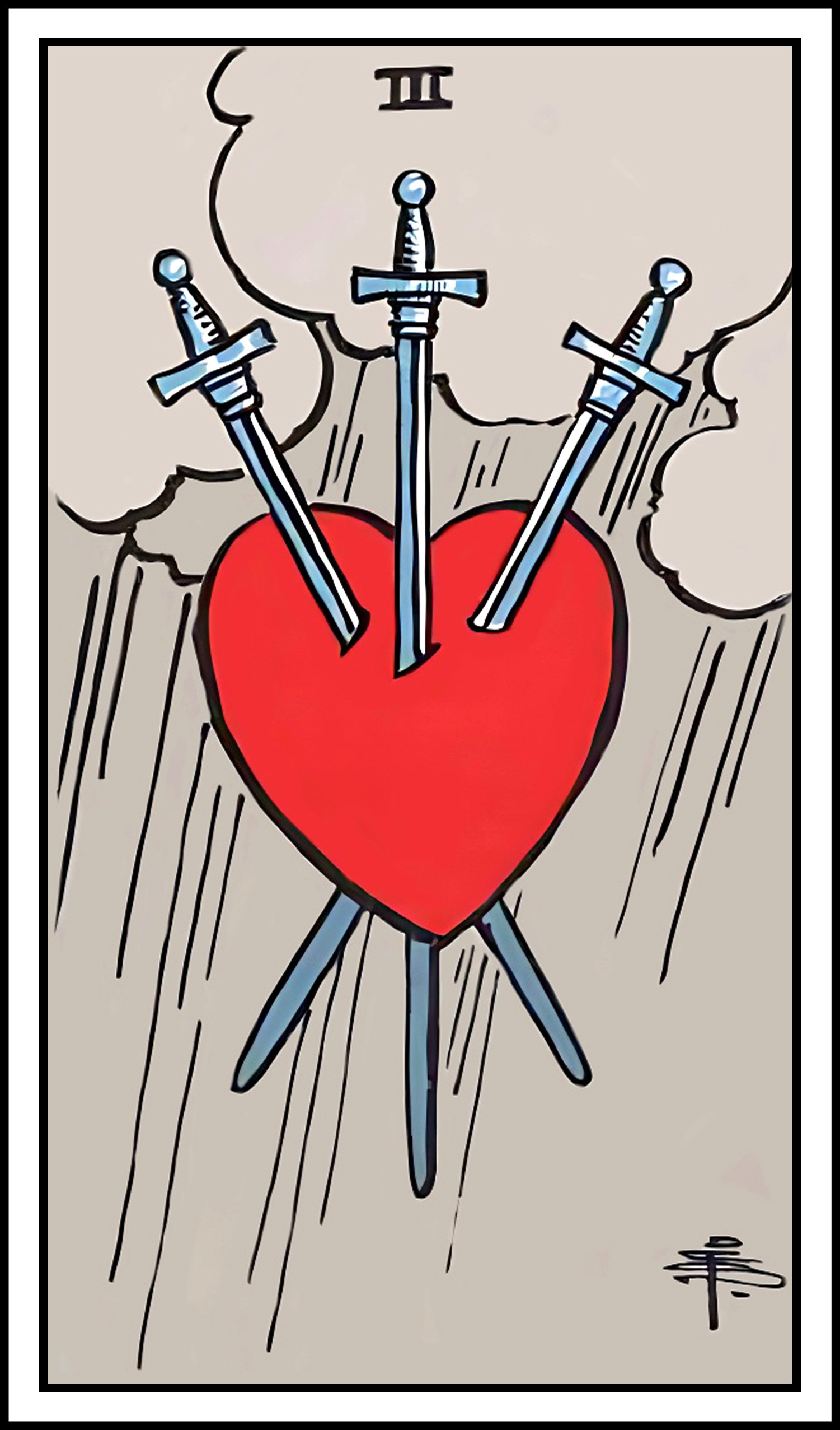 <p>3 of swords</p>