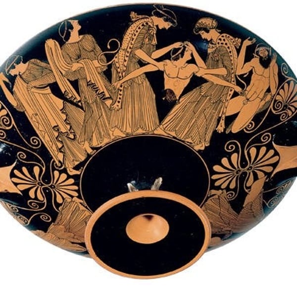 <p>- this depiction of the death of Pentheus predates the Bacchae to suggest that Euripides is not the only creative inspired by the myth</p><p>- the image depicts pentheus being torn apart by his mother and aunt in grisly detail</p><p>- bone and organs can be seen</p><p>- a satyr oversees the event to remind the viewer that this is occuring under Dionysus' watch</p><p>- the central women wear panther skins</p><p>- this suggests both Dionysus' influence and also the power of the maenad's over wild animals</p>