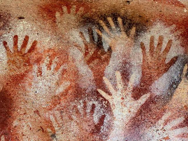 <p>A cave complex in Argentina known for its paintings of hands stenciled on rock walls</p>