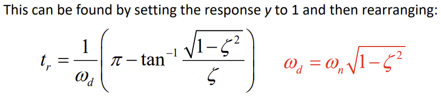 <p>Time to reach steady state value (for first time)</p><ul><li><p>can be read from graph</p></li></ul><p></p>