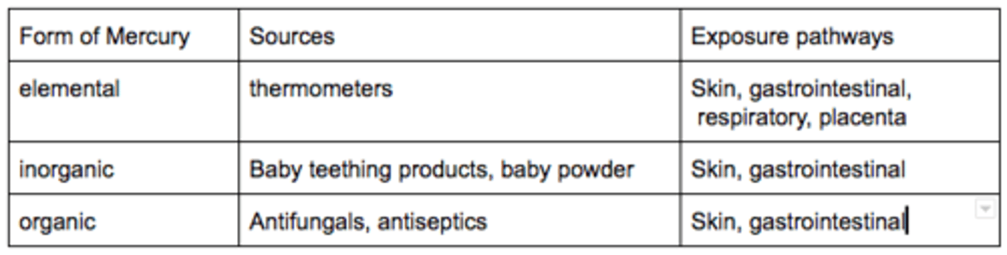 <p>a. Exposure to mercury (powder)</p>