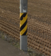 <p>Pole stripes that do not reach to bottom of pole</p>