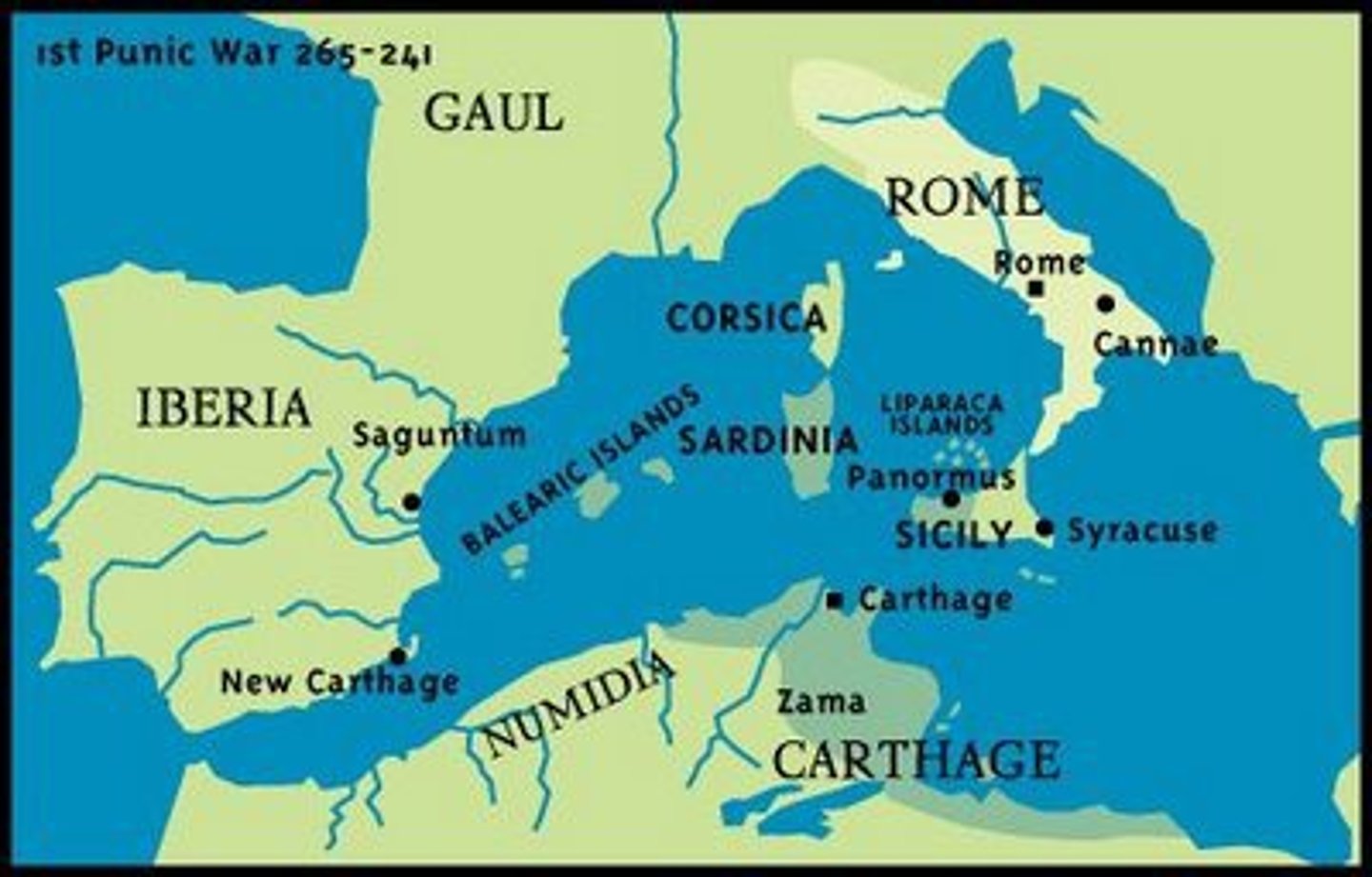 <p>series of three wars fought between Rome and Carthage from 264 to 146 BCE.</p>