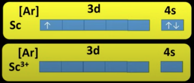 <p>scandium forms only 1 stable ion of Sc3+</p><p>s3+ has an empty d - subshell,  as it is not partially filled it is not a transitional metal</p>
