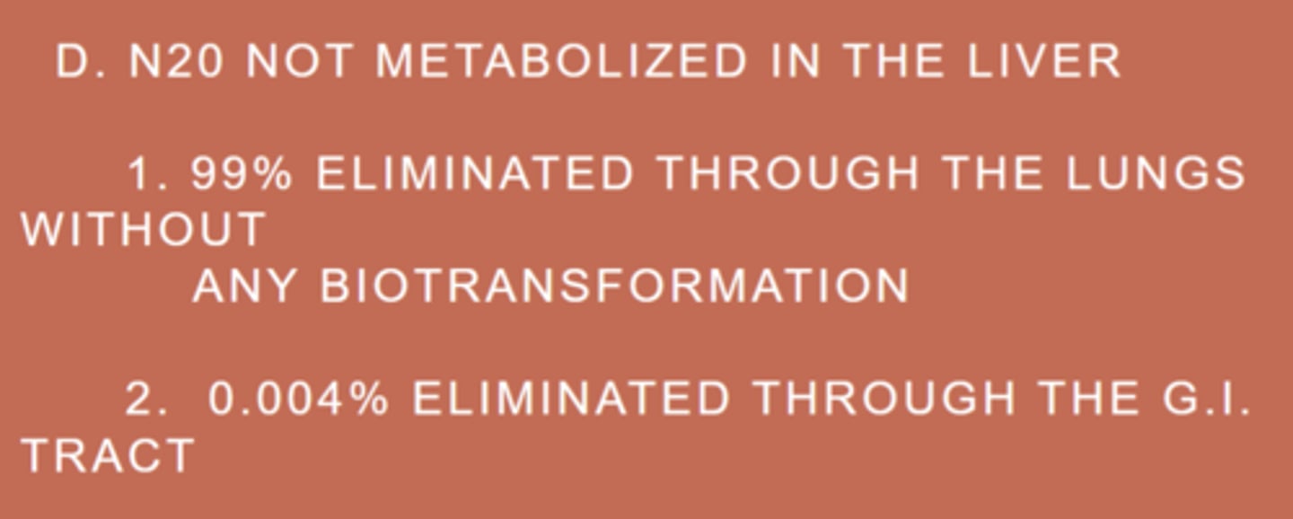 <p>D. Remain unchanged in the blood, rapidly replaces N2, and 99% eliminated through the lungs without biotransformation</p>