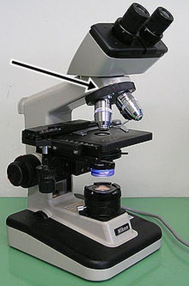 <p>revolving device located below the ocular lenses. It serve as an attachment for the objecting lenses.</p>