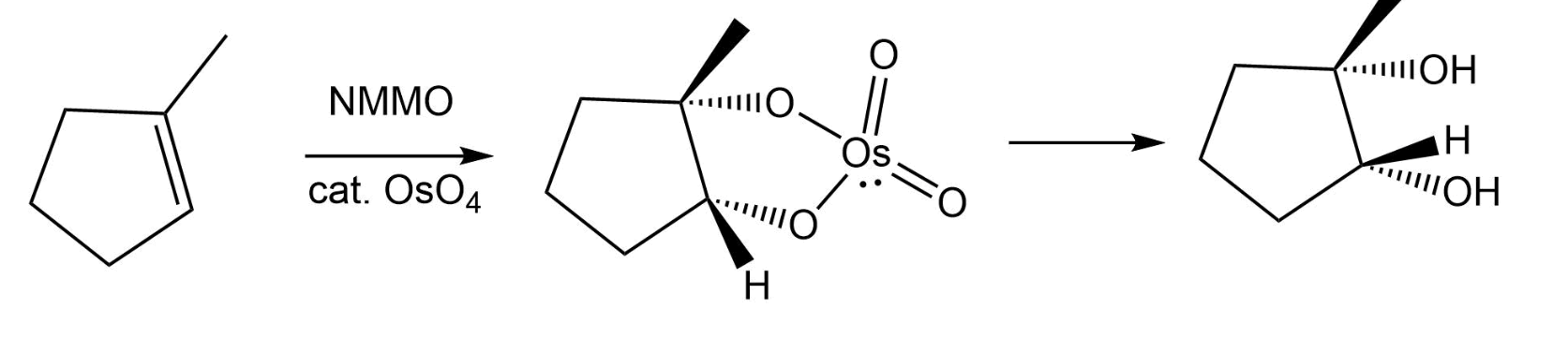 <p>alkene → alcohols added (cis to one another)</p>