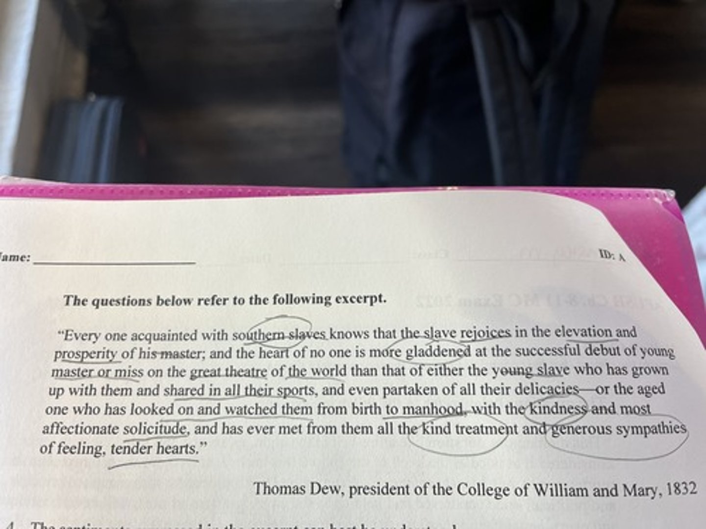 <p>the sentiments expressed in the excerpt can best be understood as</p>