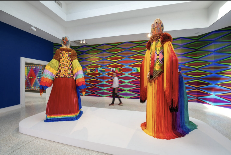 <p>Meaning: <span style="background-color: transparent;"><span>An immersive installation using bold colors, beads, textiles, and sculptures to explore Indigenous identity, history, and resilience. It combines tradition and contemporary art to reclaim space, celebrate culture, and confront historical oppression.</span></span></p>