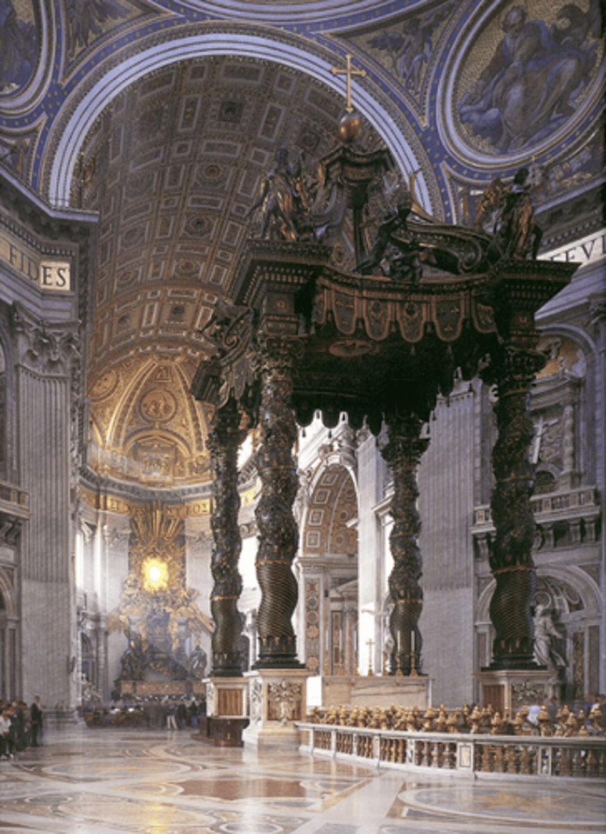 <p>- light and shadows</p><p>- glided bronze</p><p>- This was a monumental stage set in a Catholic church</p>