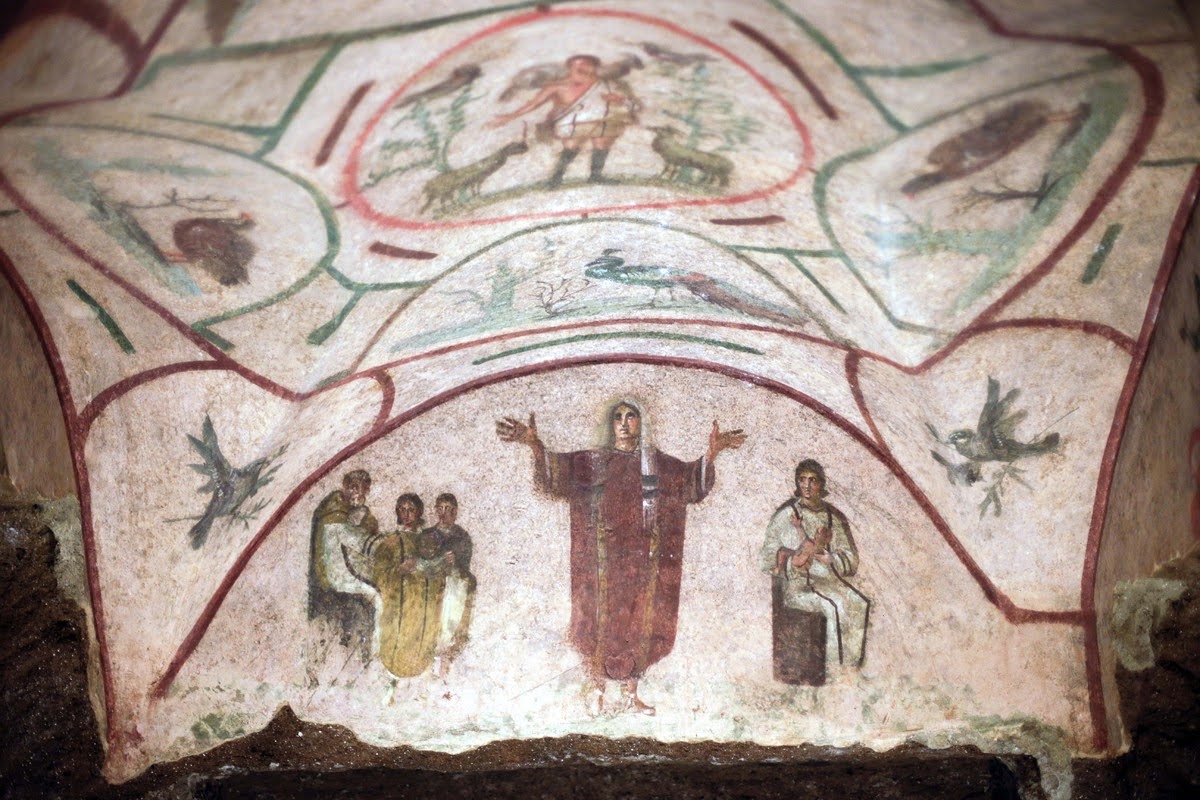 <p><span style="background-color: transparent; font-family: "Hepta Slab", serif;"><strong><span># 48. Catacomb of Priscilla. Rome, Italy. Late Antique Europe. c. 200–400 C.E. Excavated tufa and fresco.</span></strong></span></p>