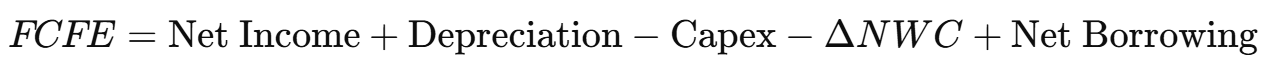 <p>• FCFE is <strong>cash remaining after operating costs taxes interest and necessary reinvestment plus net new borrowing</strong></p><p>• It is the cash that can be paid out to shareholders</p>