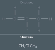 <p>displayed to structural formula: double bonds</p><p></p><p></p>