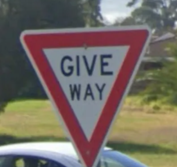 <p>Give way in black text</p>