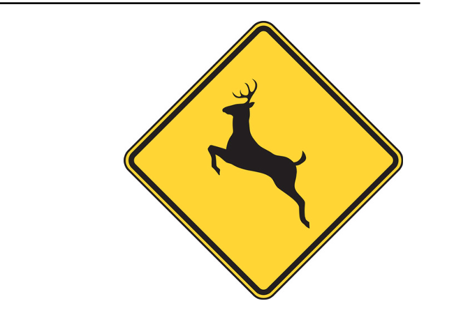 <p>What does a Deer Crossing sign indicate?</p>