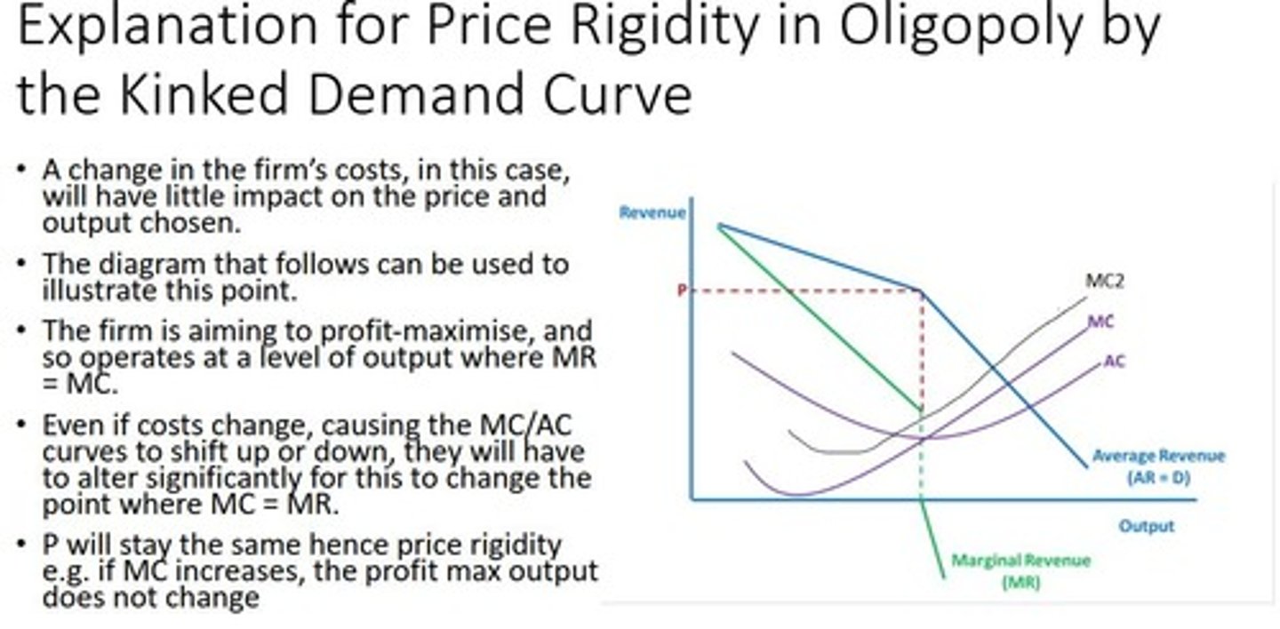 <p>Prices tend to be stable and firms avoid undercutting each other's prices.</p>