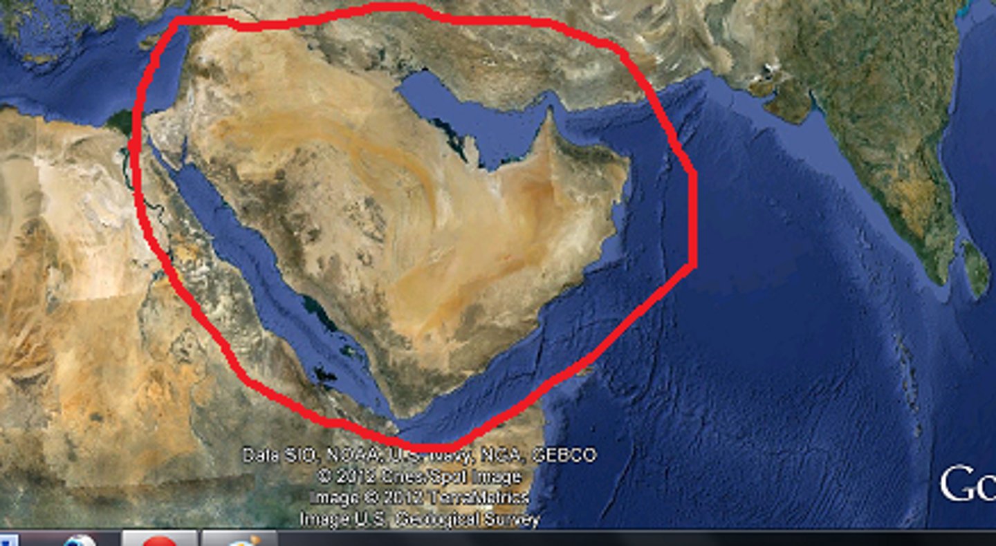 <p>Petroleum-rich</p><p>Saudi Arabia, Kuwait, Bahrain, Oman, and United Arab Emirates (UAE)</p>
