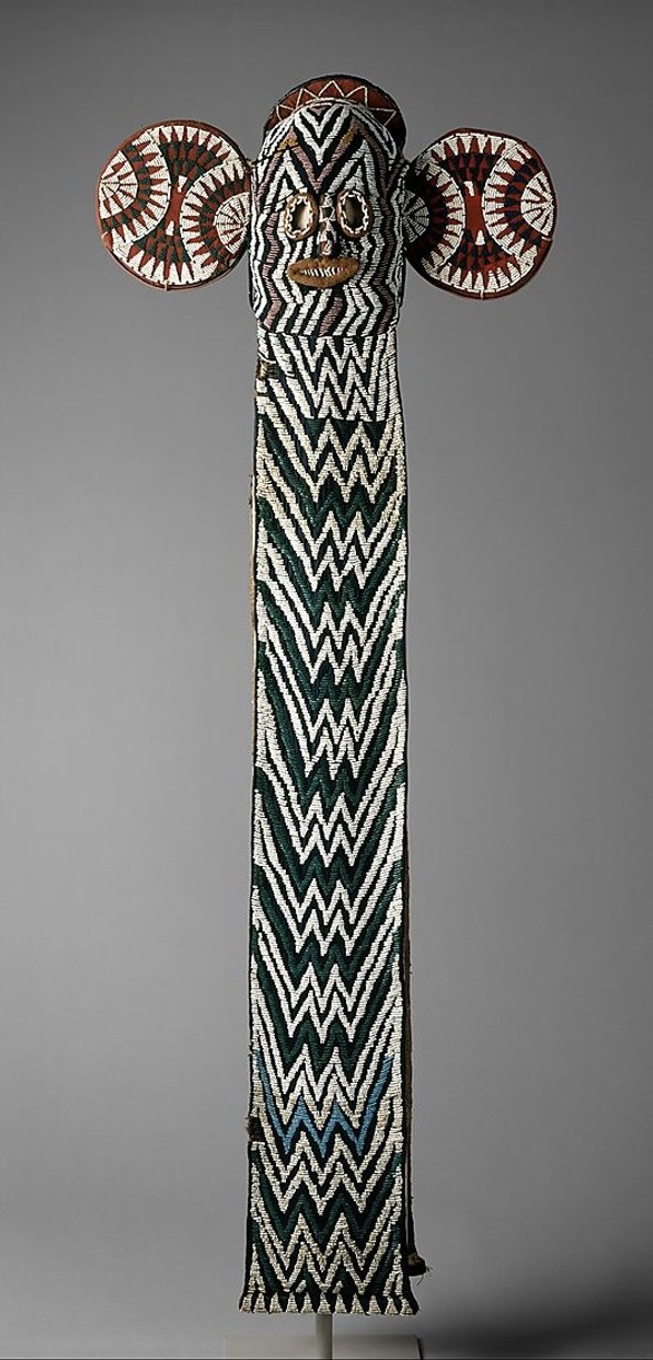 <p>bamileke, 19th-20th century CE, wood, fiber, beads</p>