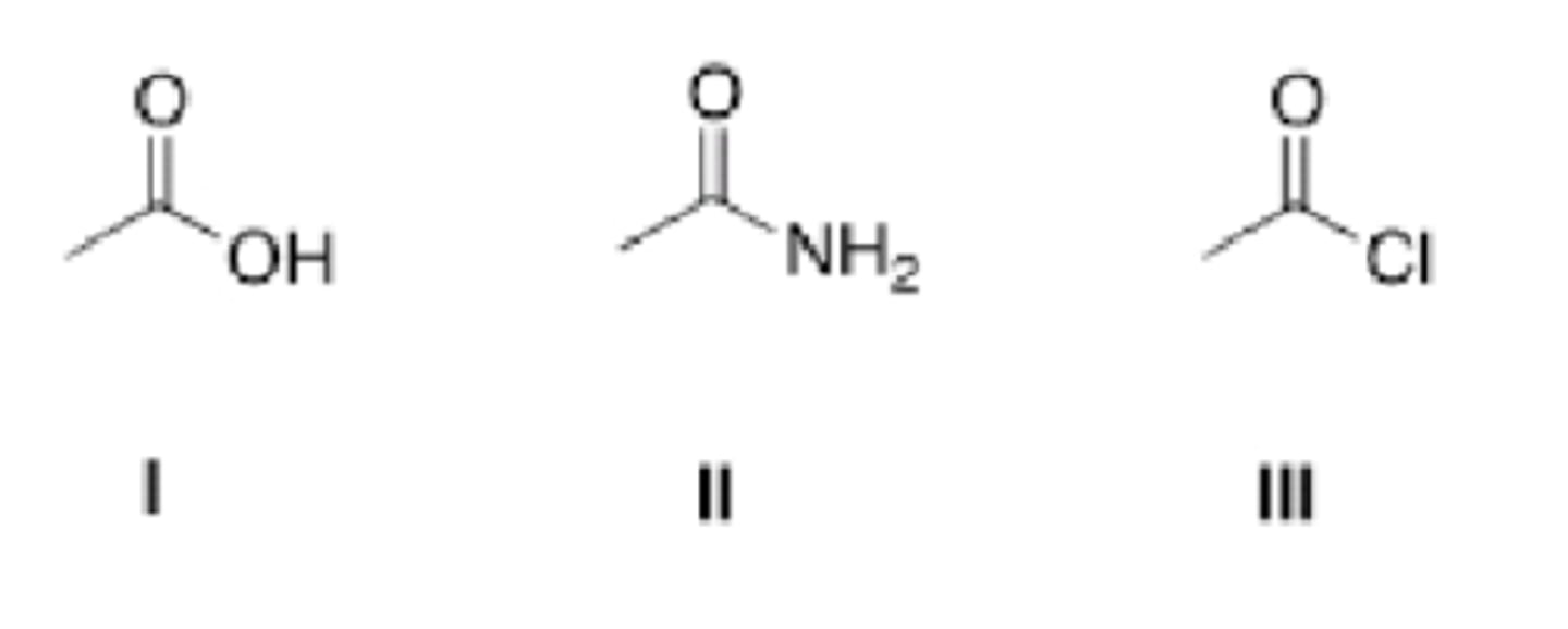 <p>Rank the following compounds in order of increasing reactivity in nucleophilic acyl substitution reactions, starting</p><p>with the least reactive compound.</p>