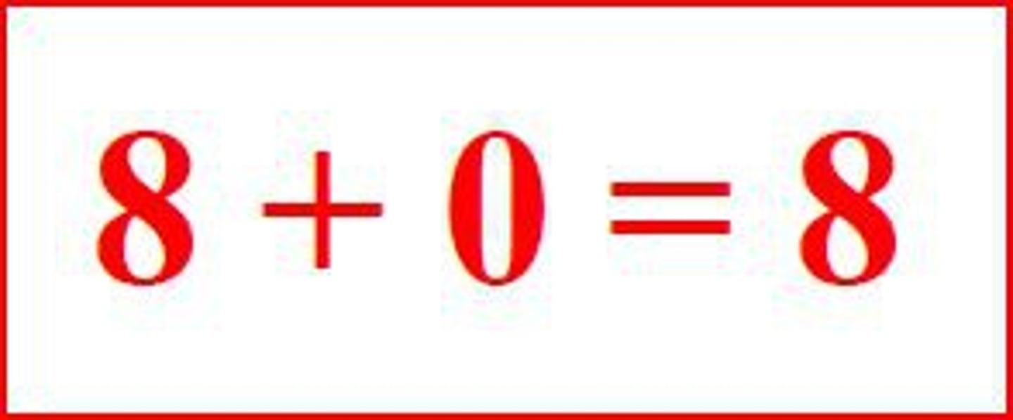 <p>If you add zero to a number, the sum is the same as that number.</p>