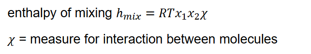 <ul><li><p>Is non-zero</p></li><li><p>Known as enthalpy of mixing</p><p></p></li></ul><p></p>