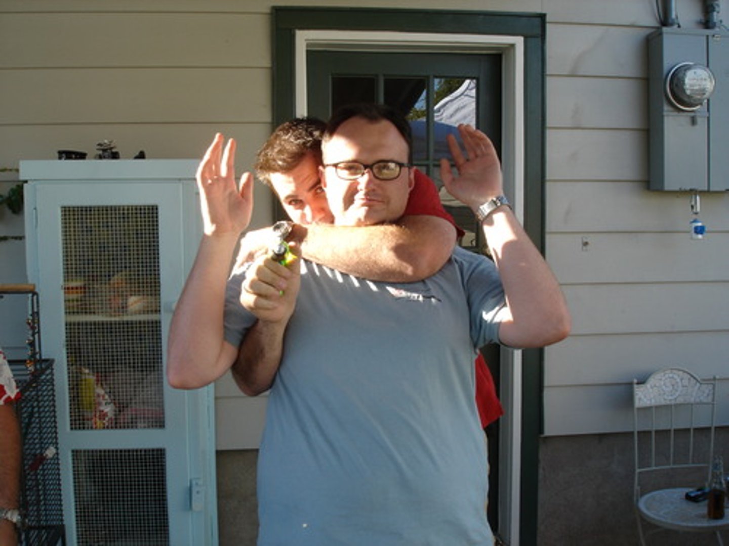 <p>Chapter: Actus Reus - Causation (Intervening Acts and Events)</p><p>Facts: D forcibly takes V(partner) from her home, assaults parents, and uses V as a human shield when firing at police. Police fire back, killing V.</p><p>Principle: Where the third-party's act is performing a reasonable act of self-defense in response to D or a reasonable act in the execution of a duty to prevent crime, the causal chain will remain unbroken.</p>