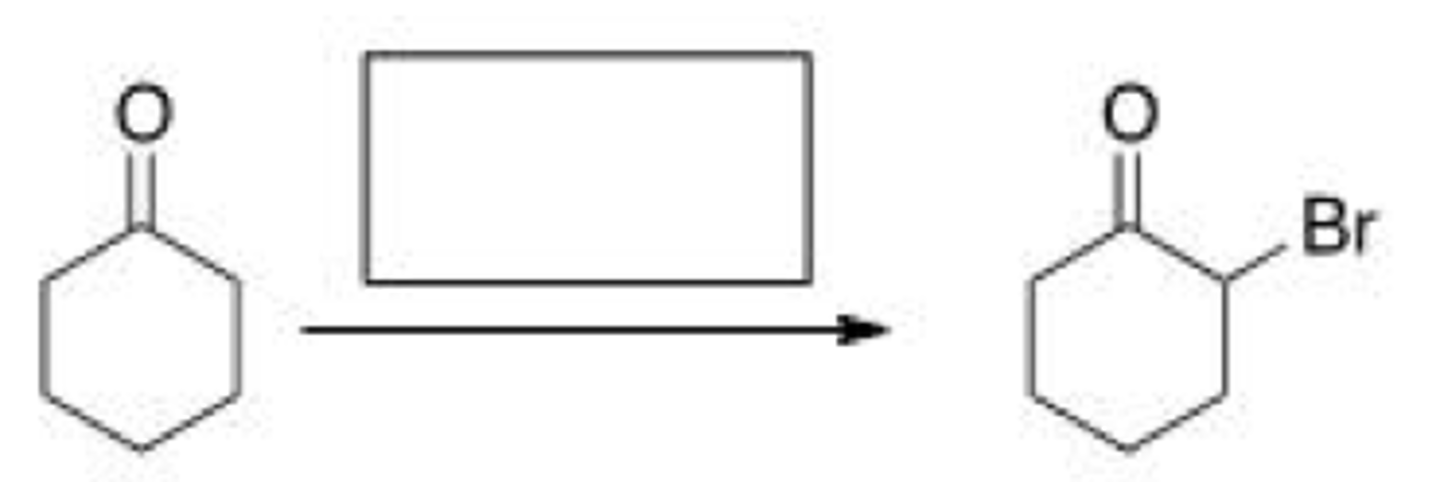 <p>What is the missing reagent for the following reaction?</p><p>A. Br2/HOAc</p><p>B. Br2/KOH</p><p>C. Cl2/FeCl3</p><p>D. Br2/FeBr3</p>