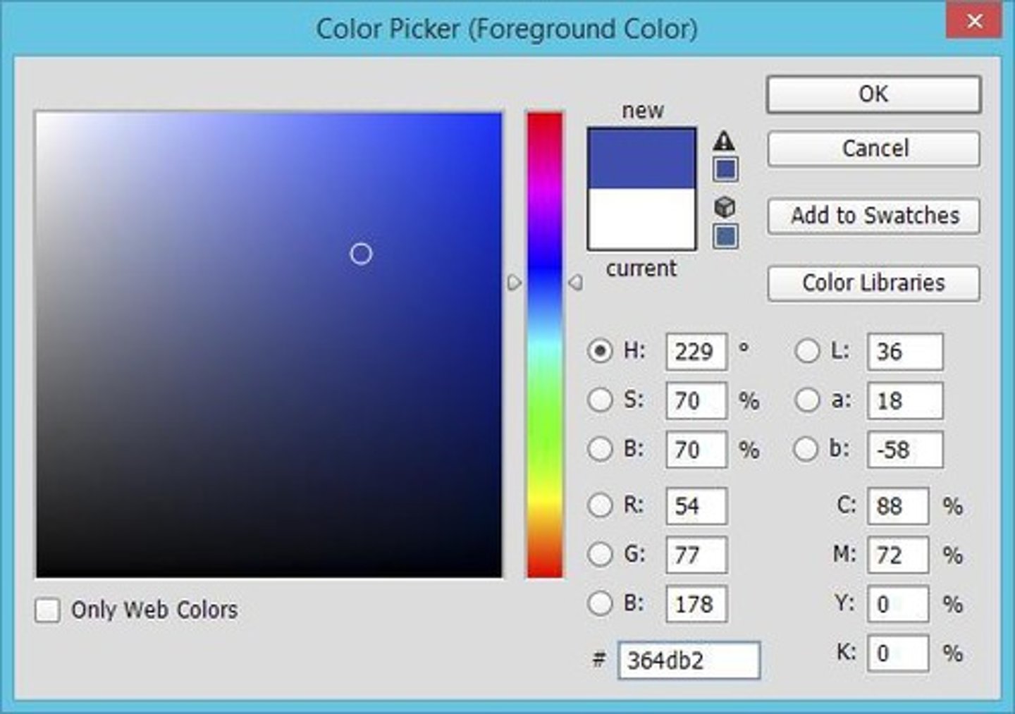 <p>Hexadecimal representation of colors, such as 36 4D B2.</p>