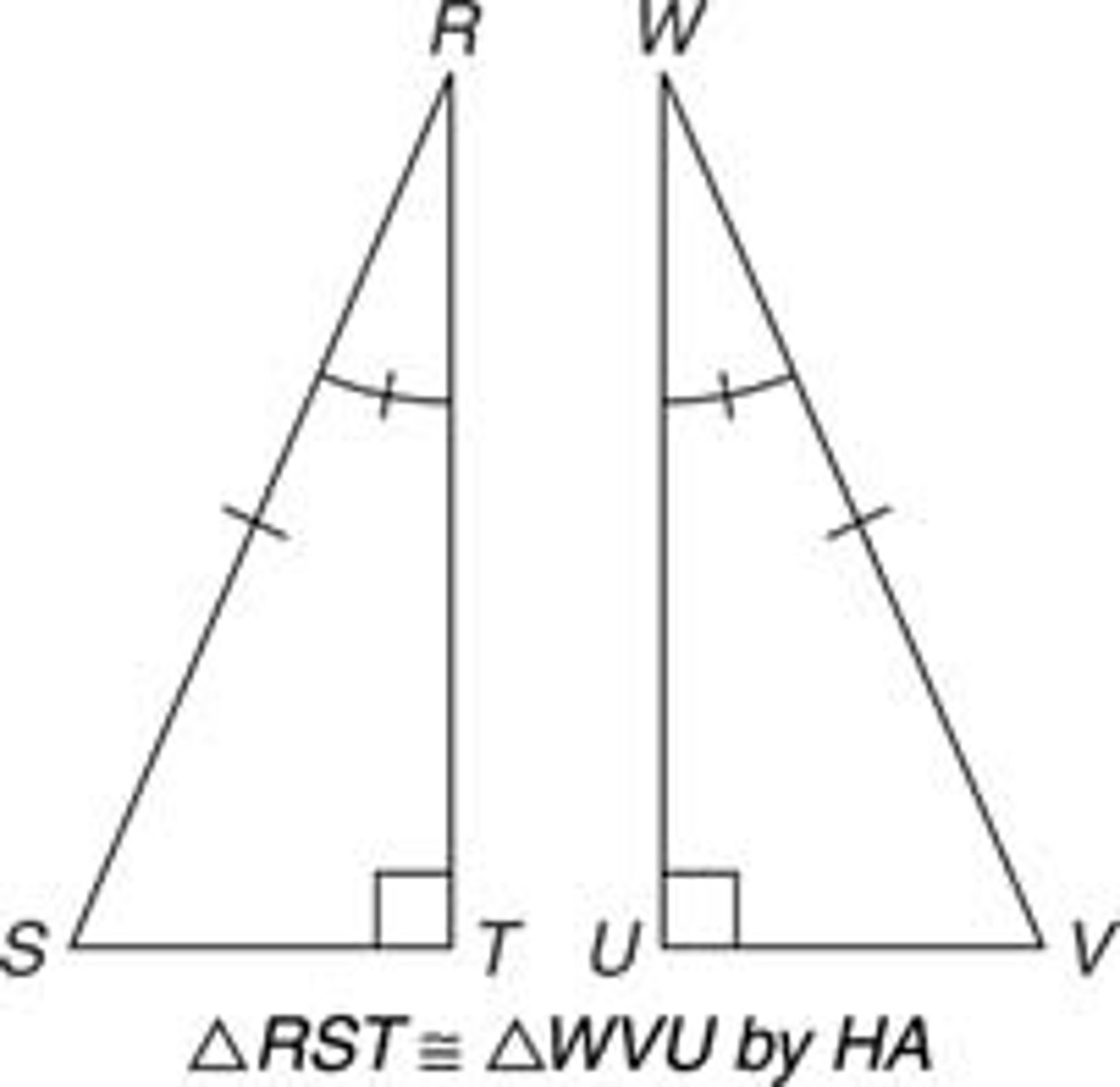 <p>If the hypotenuse and an acute angle of one right triangle are congruent to the hypotenuse and acute angle of another right triangle, then the triangles are congruent</p>