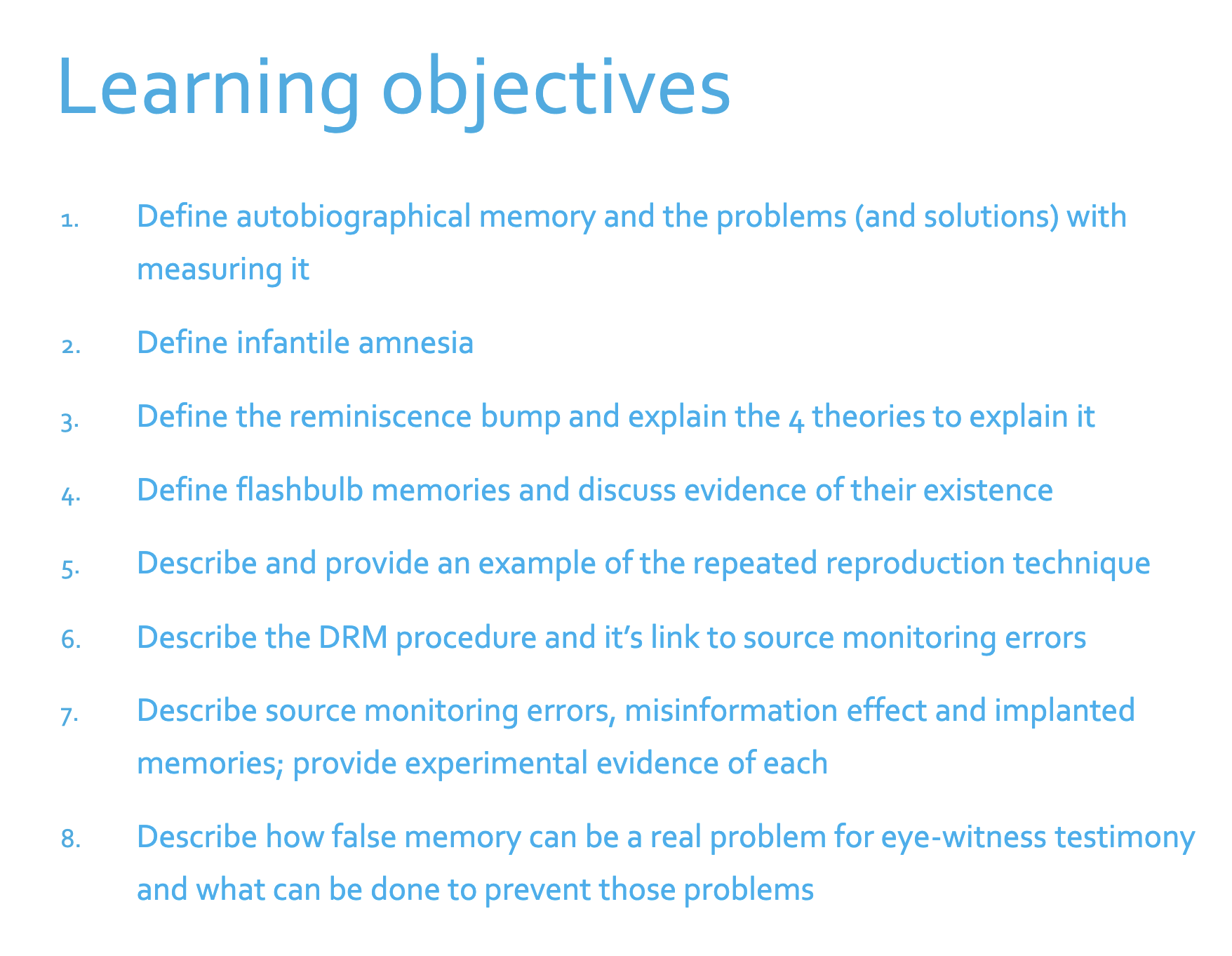 <p>Do you know all the learning objectives?</p>