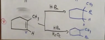 <p>Anti is on the bottom. Markovnikov reaction! </p>