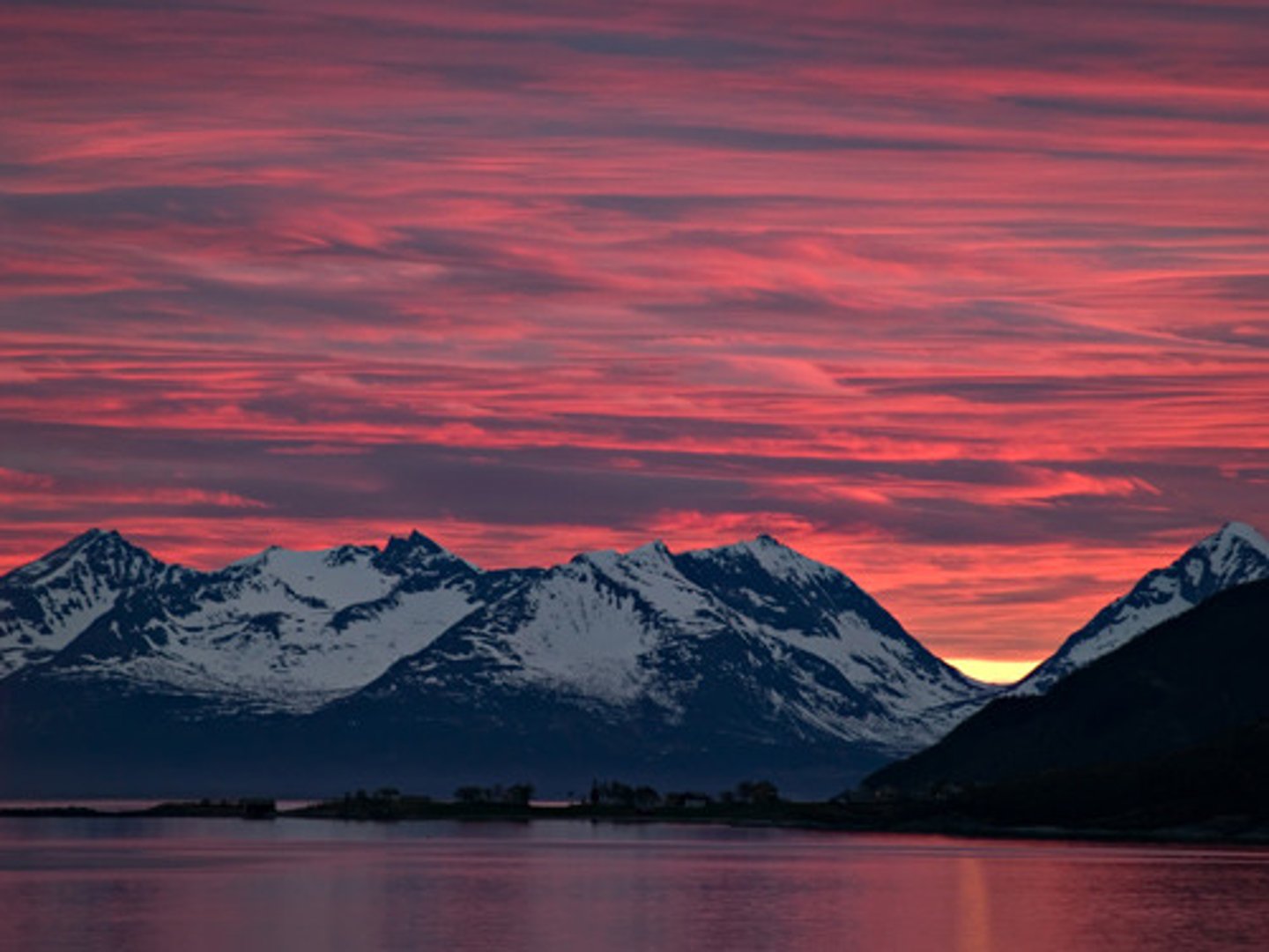 <p>the sun when seen at midnight during the summer in either the Arctic or Antarctic Circle</p>