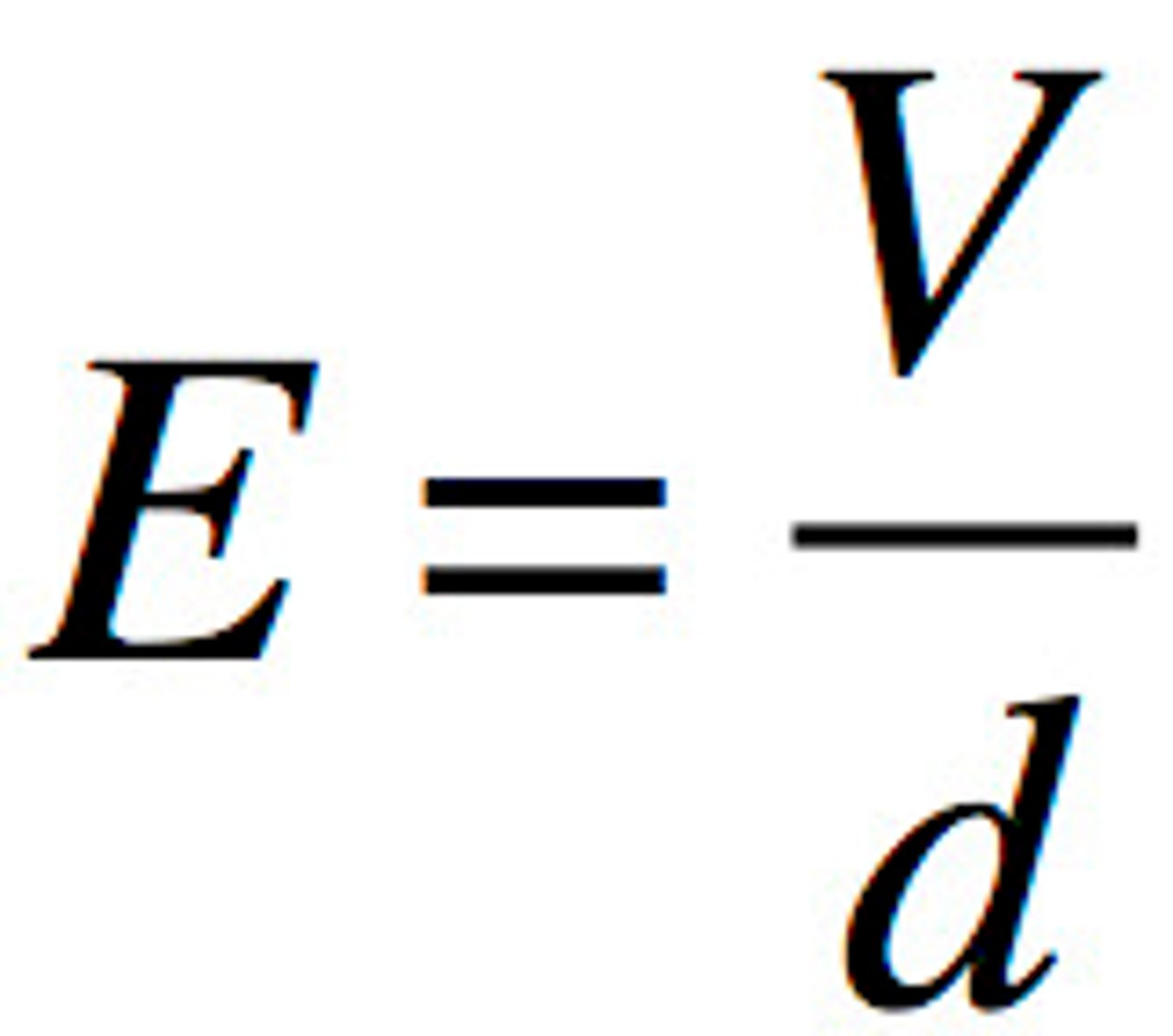 <p>voltage/distance</p><p>in N/C or V/m</p>