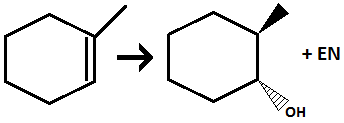<p>Reagents: 1) BH3, 2) NaOH, 3) H2O2</p><ul><li><p>Antimarkovnikov and sun addition of OH and H across alkene</p></li></ul><p></p>