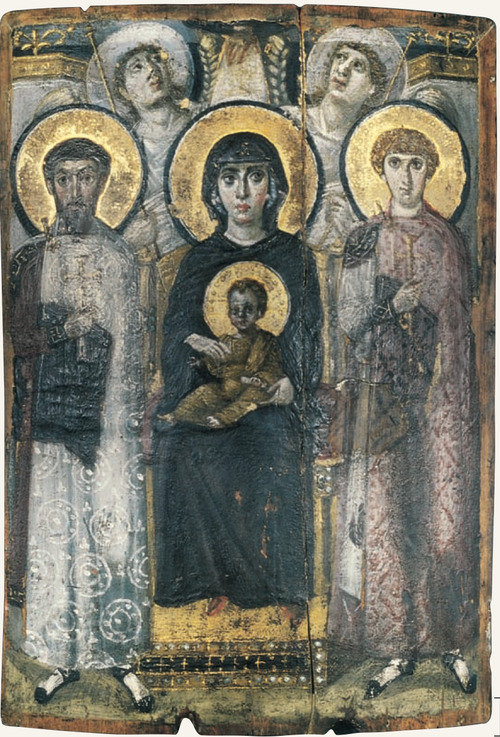 <p>Virgin and Child between Saints</p>