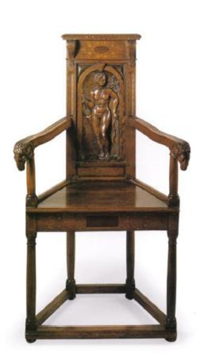 <p>French Renaissance</p><p>early French Renaissance "conversation" chair; light chair in which to sit a "cackle"</p>