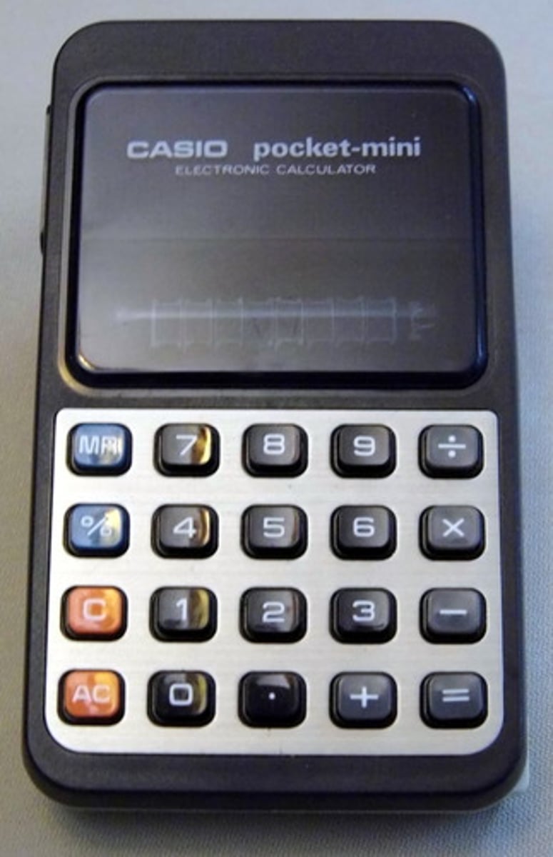 <p>(n.) a small electronic device used for calculation</p>