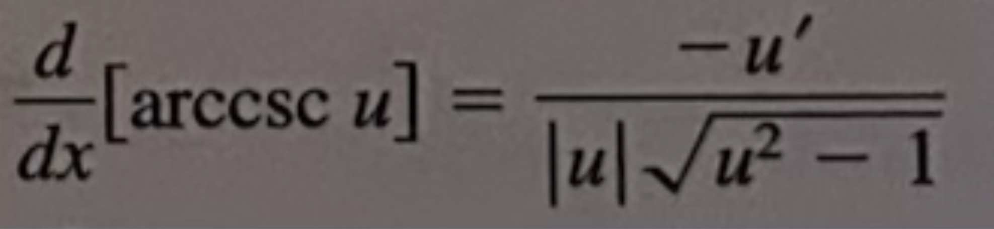 <p>−u′/(|u|√(u² − 1))</p>