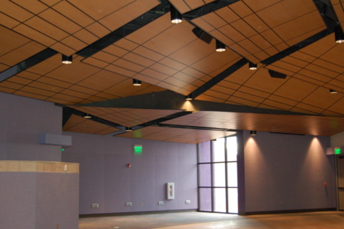 Suspended Acoustical Tiles (Ceiling)
Wood planks (Flooring)