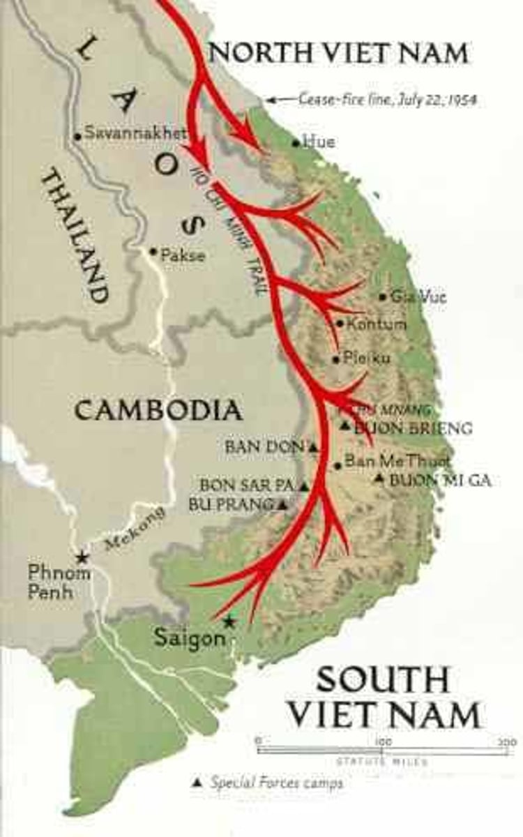 <p>A network of paths and trails used by the North Vietnamese Army to transport supplies to the Vietcong in South Vietnam.</p>