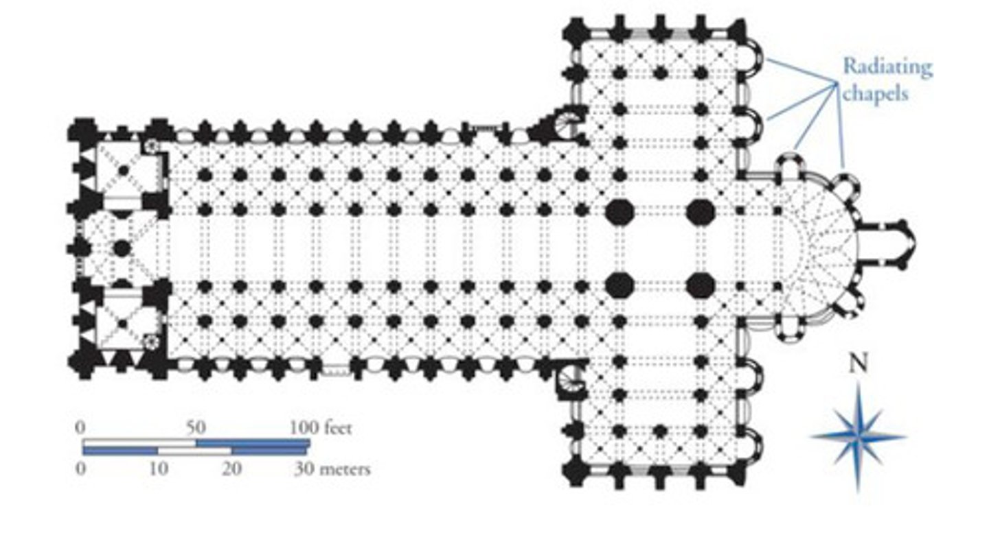 <p>a chapel that extends out in a radial pattern from an apse or an ambulatory</p>