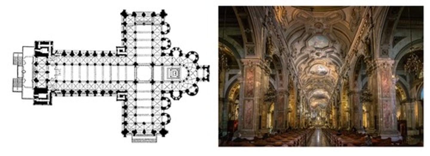 <p>The design of churches such as this was most likely a practical response to the medieval phenomenon of</p><p>A</p><p>the Inquisition</p><p>B</p><p>pilgrimage</p><p>C</p><p>feudalism</p><p>D</p><p>the papacy</p>