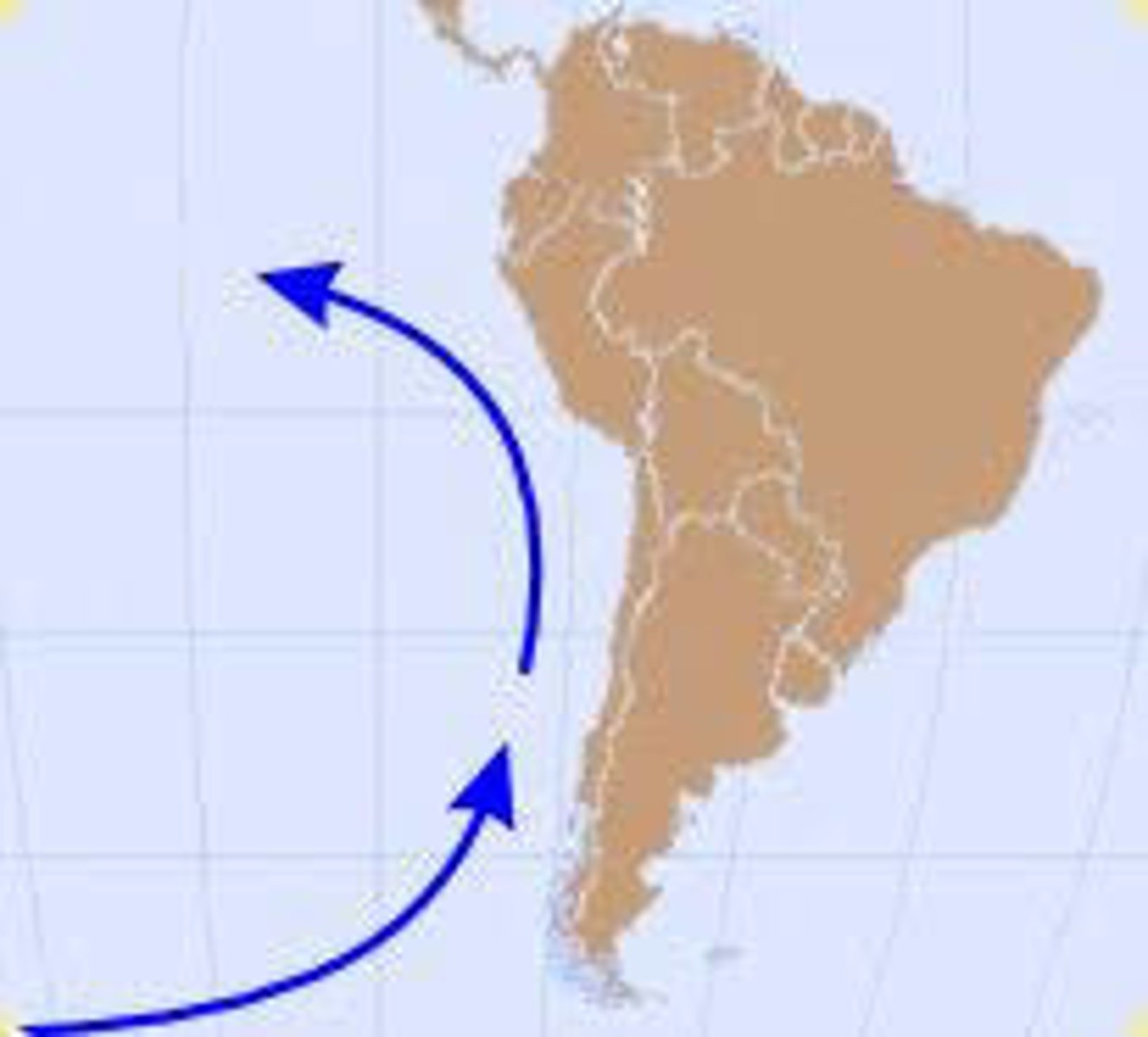 <p>A current that brings cool waters from the south up along the Andean coast, accounting for the remarkable wealth of marine resources in the area</p>
