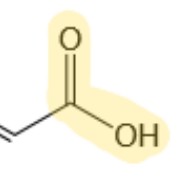 <p>O<br>2-<br>R - C - OH   pKa 5</p>