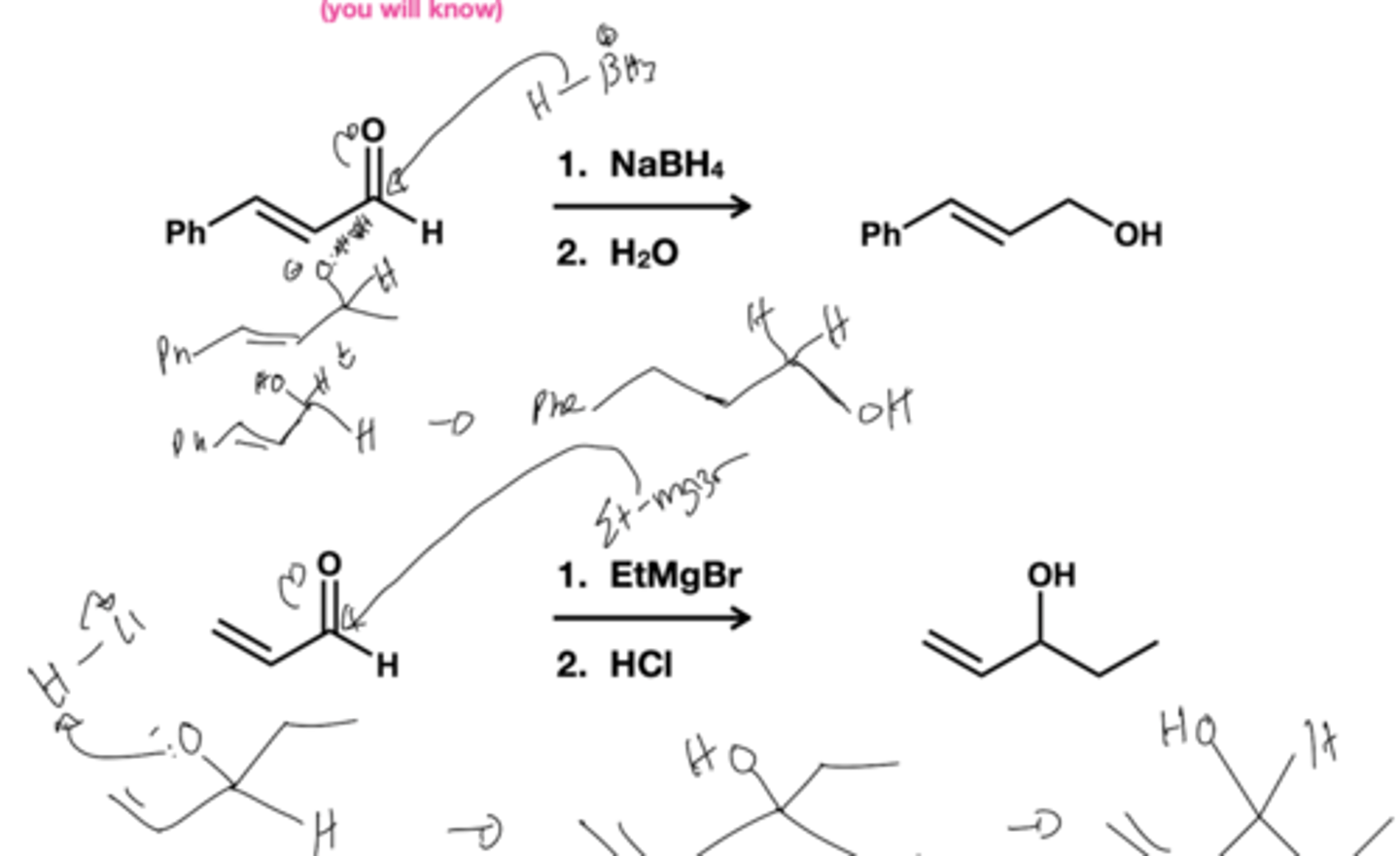 <p>both direct and conjugate addition is irreversible; strong bases preferentially add direct</p>