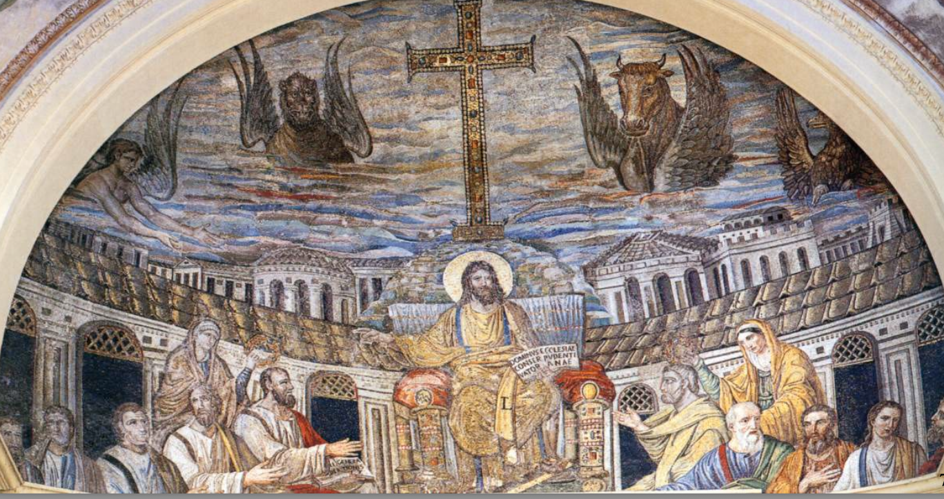 <p>Apse Mosaic of Santa Pudenziana (410-417 AD)</p>