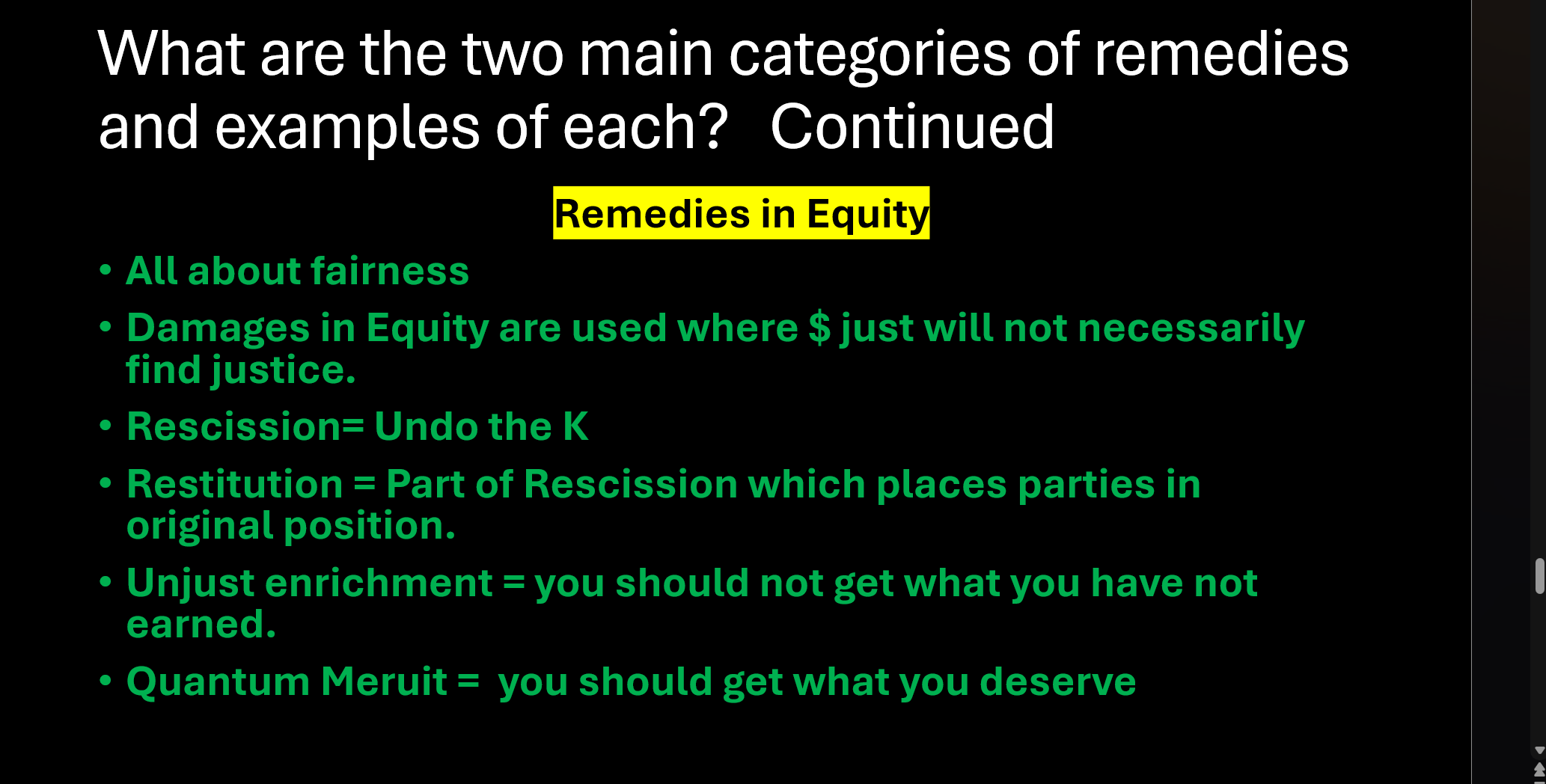 <p>Remedies in Equity</p>